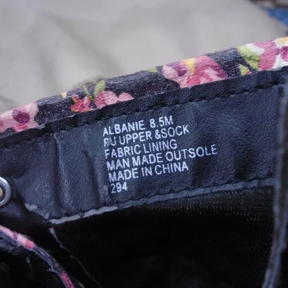 Spring Combat Boots Pink Floral On Black Size 8 1/2 - Picture 6 of 8